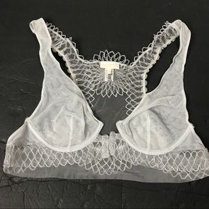 LA PERLA silver lace Bralette close front size small